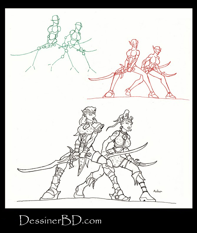 apprendre à dessiner des guerrières elfes noires