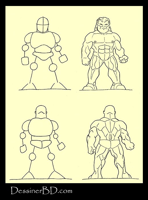 dessiner anatomie nain de face et dos