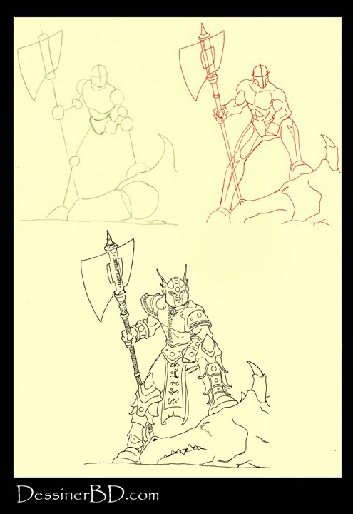 apprendre à dessiner un chasseur de dragon