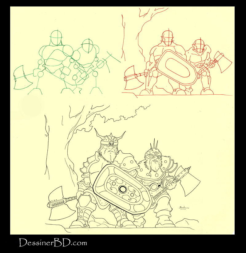 apprendre à dessiner un groupe de nains