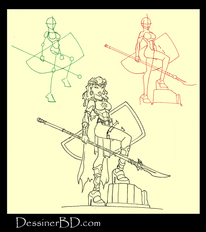 apprendre à dessiner une guerrière lancière amazone
