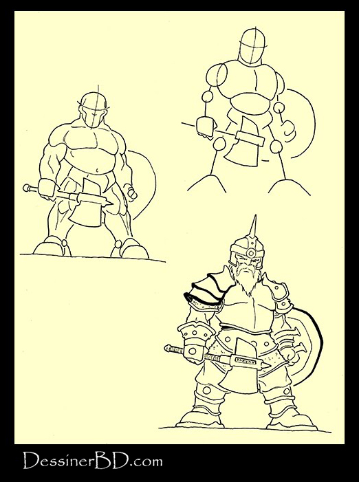 apprendre à dessiner un nain guerrier