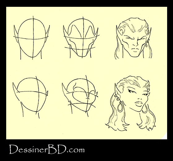 Tutoriel de dessin sur le visage des elfes hommes et femmes