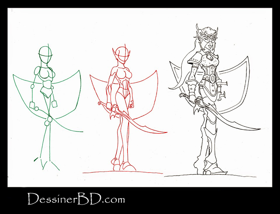 apprendre à dessiner une elfe noire guerrière