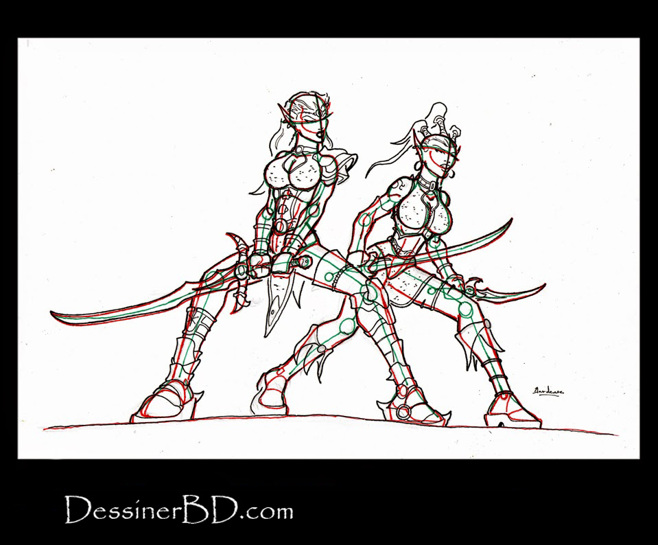 dessiner détails guerrière elfes noires