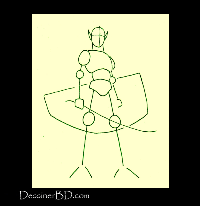 dessiner charpente guide elfe guerrier