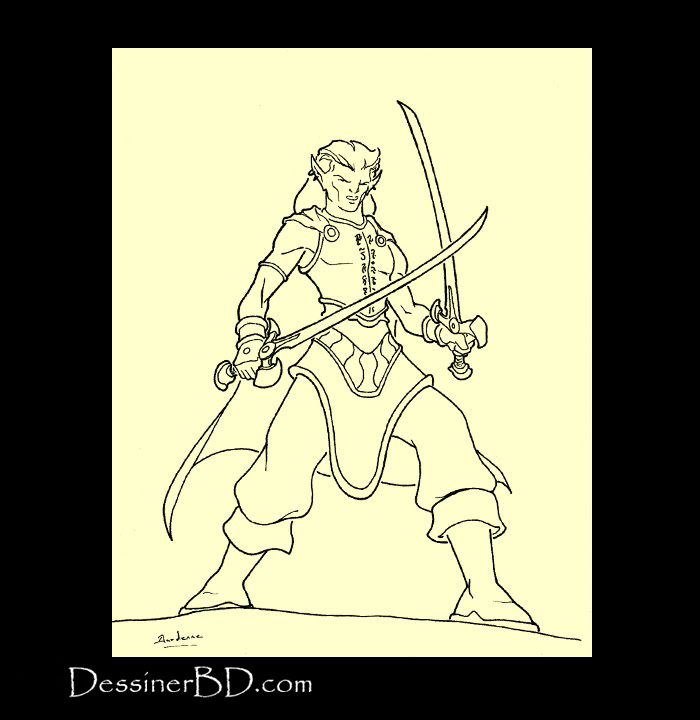 dessin final rôdeur elfe chantelame