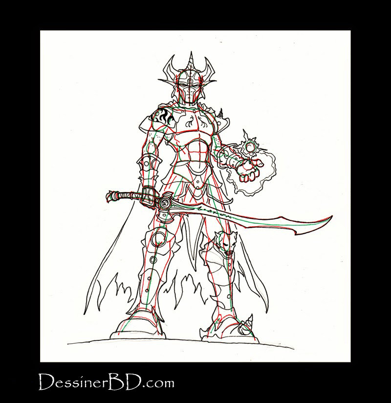 détails dessiner guerrier mage elfe noir