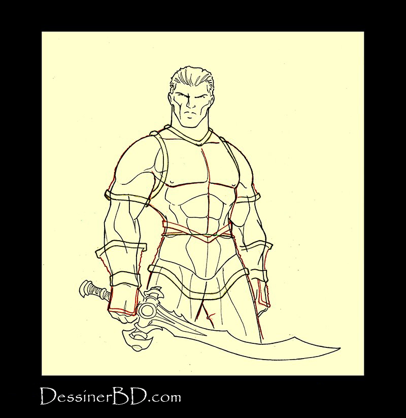 Armure plastron étape 3 crayonné structure