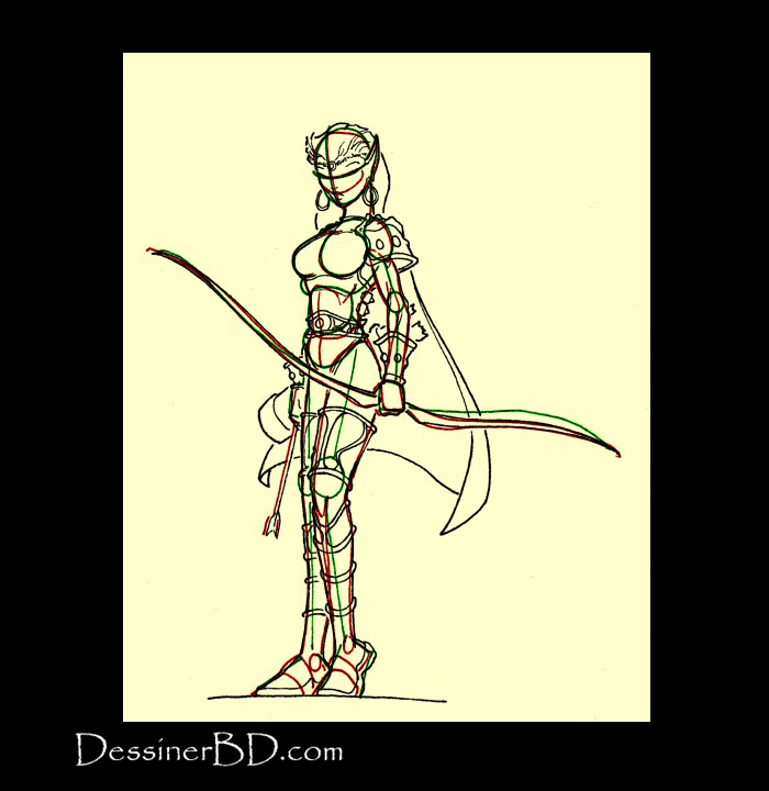 armure et détails dessiner archère elfe