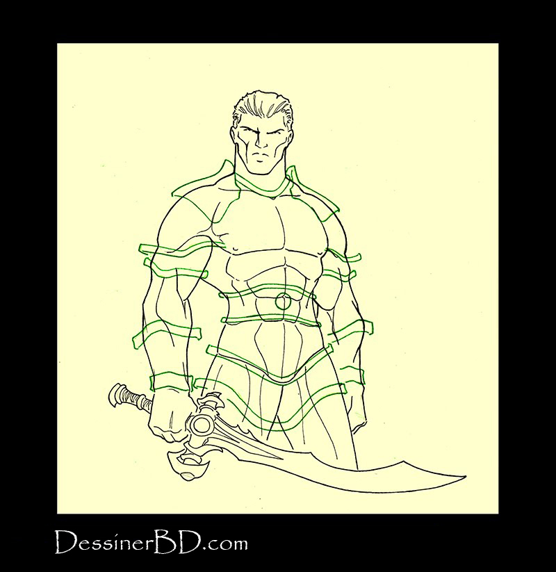 Armure mailles lourde étape 2 crayonné