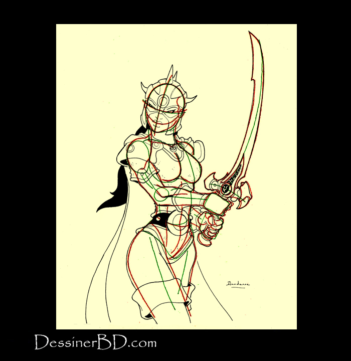 dessiner armure heaume détails guerrière