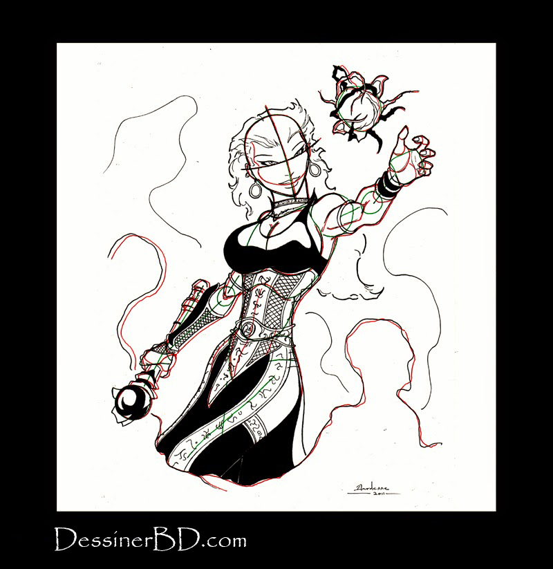 dessiner détails de sorcière nécromante