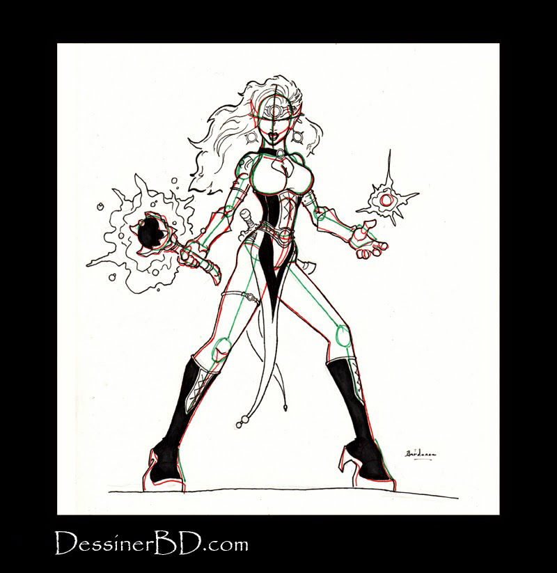 dessiner sorcière elfe noire détails