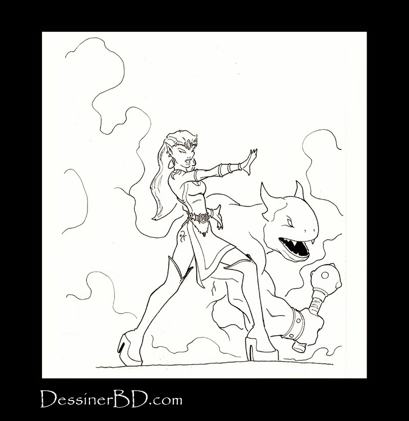 dessin final invocatrice elfe noire
