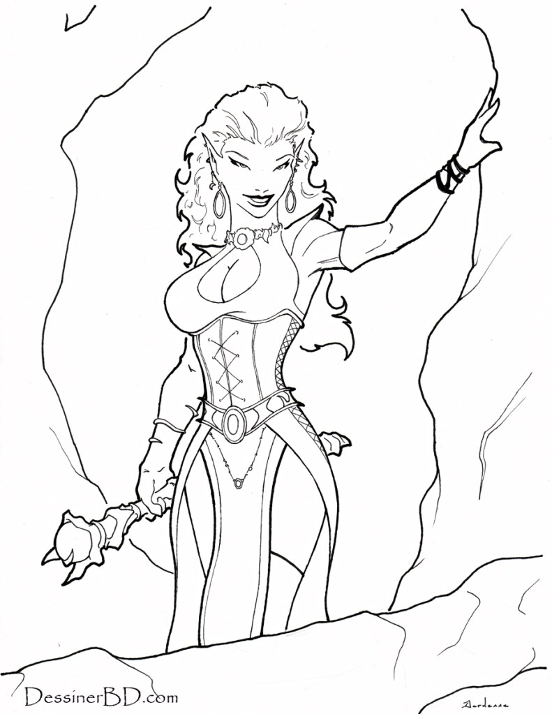 Illustration fantastique de magicienne elfe