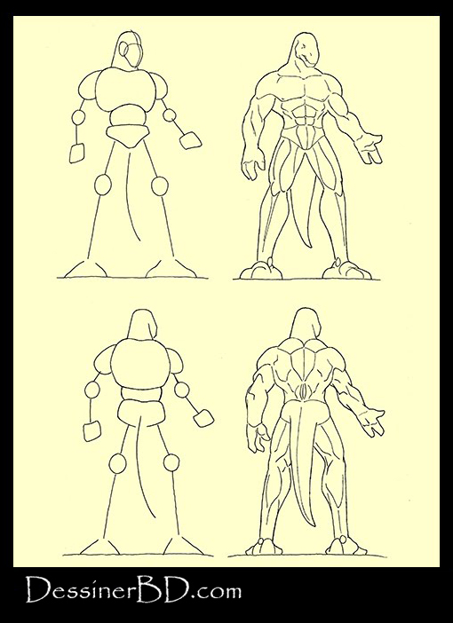 apprendre à dessiner muscles anatomie hommes-lézards