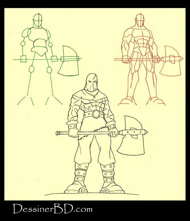 apprendre à dessiner golem avec hache