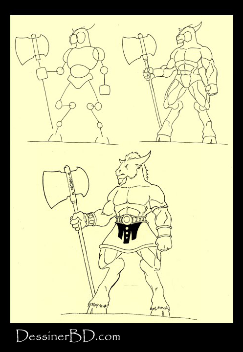 apprendre à dessiner un minotaure A