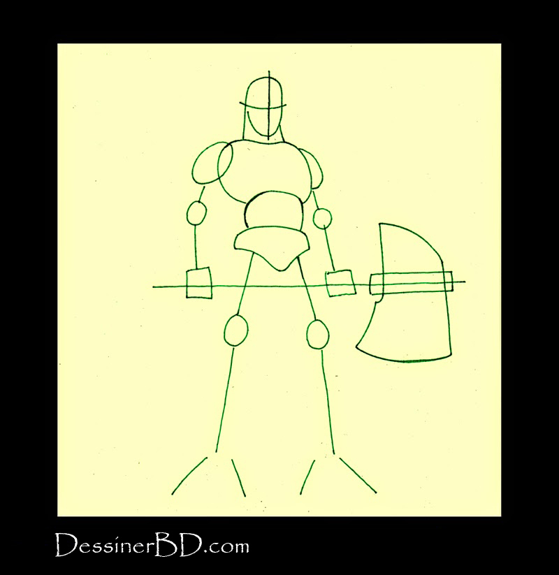 dessiner formes golem avec hache