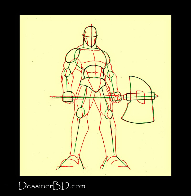 dessiner muscles anatomie golem avec hache