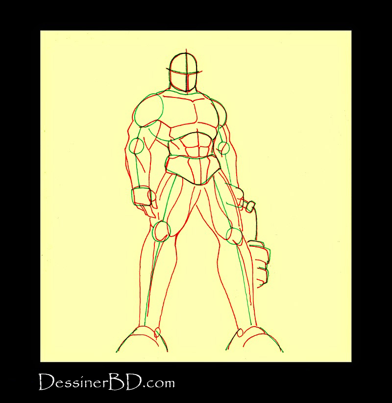 dessiner anatomie golem mort-vivant avec fléau