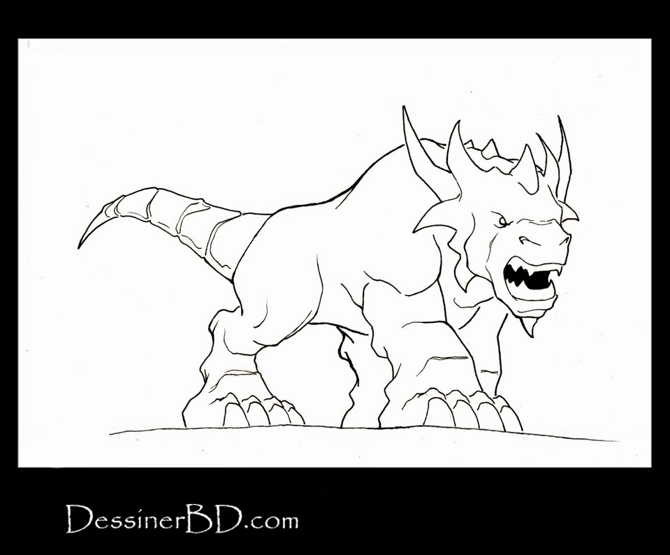 comment encrer dessin molosse fantastique