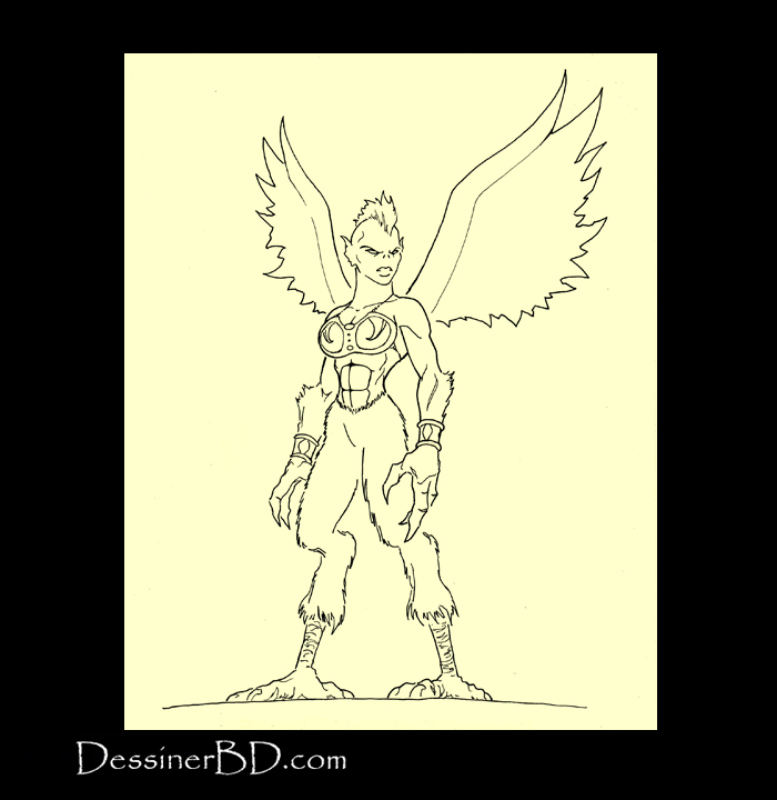 comment encrer dessin harpie