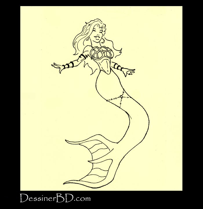 comment encrer dessin sirène