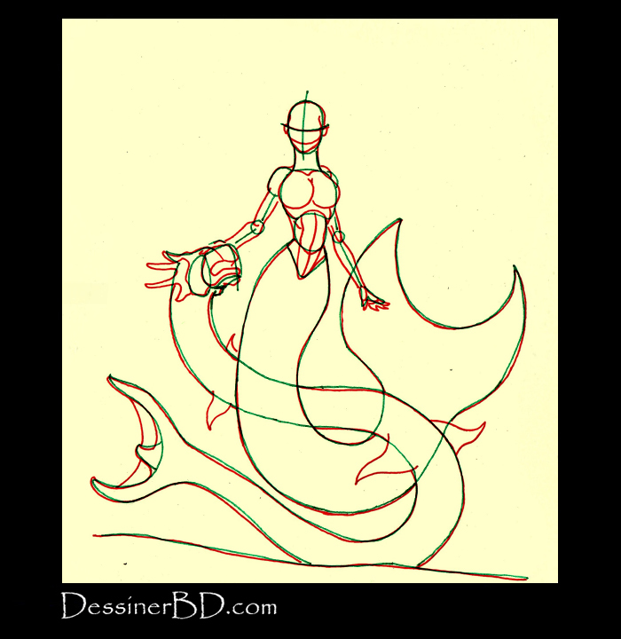 dessiner anatomie sirène et dragon des mers