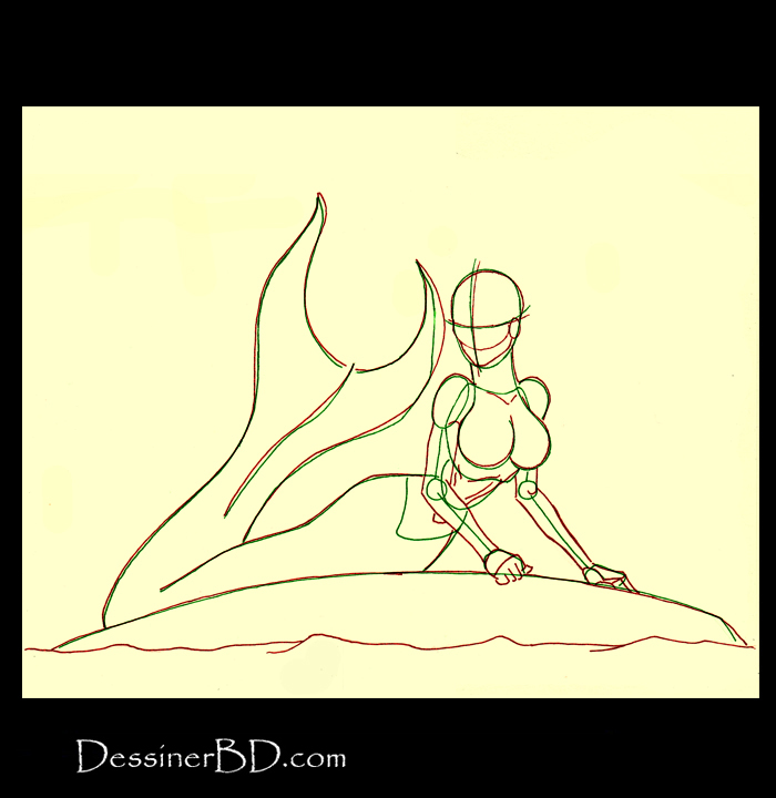 comment dessiner anatomie sirène sur rocher